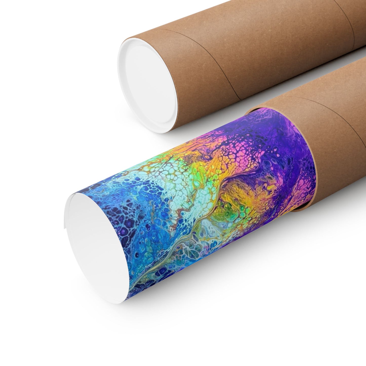Abstract Sunburst Art Poster — Vibrant Blue & Purple Matte Horizontal Print