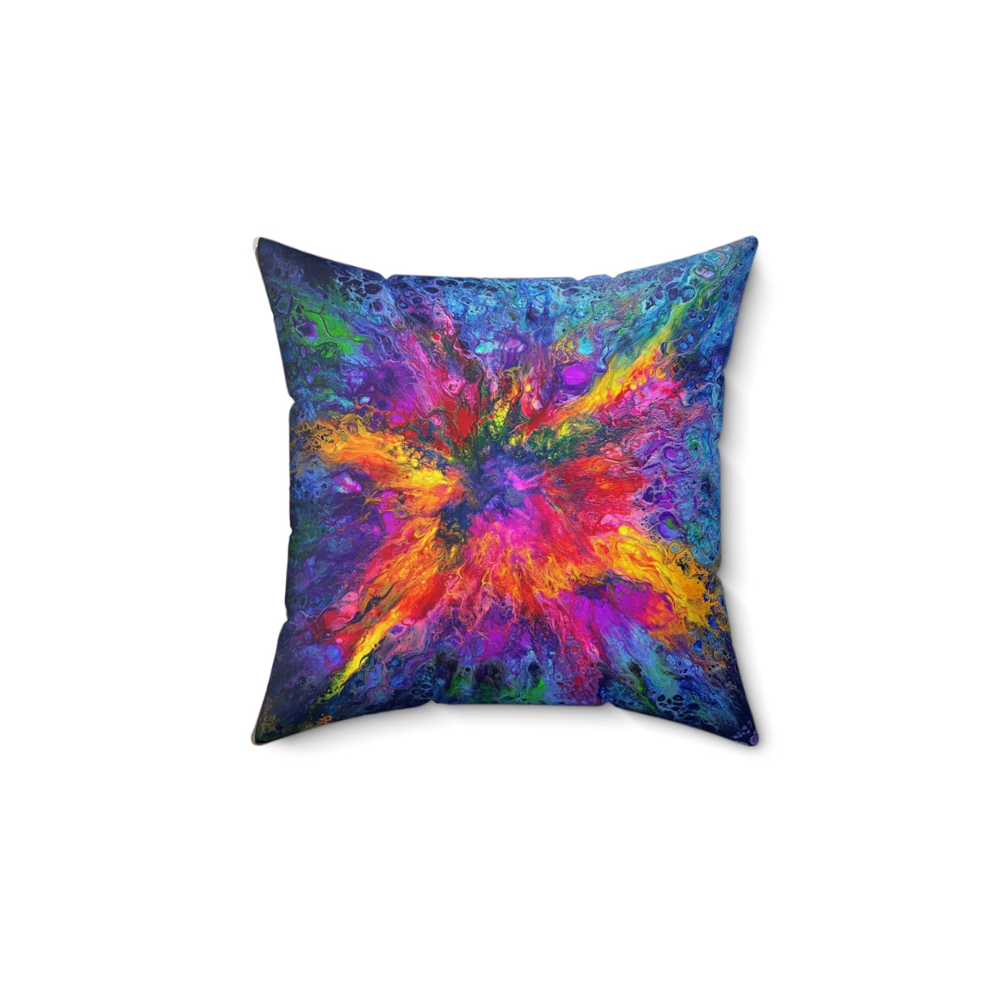 Vibrant Explosion Decorative Pillow - Colorful Abstract Square Throw Cushion